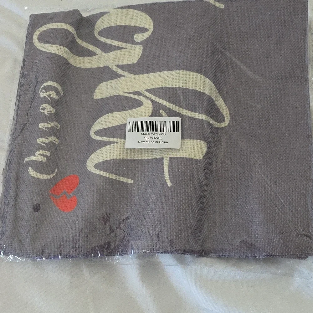 Purple/gray with White and Red Text 19.5 X 12 Pillow Cover (Adult)
